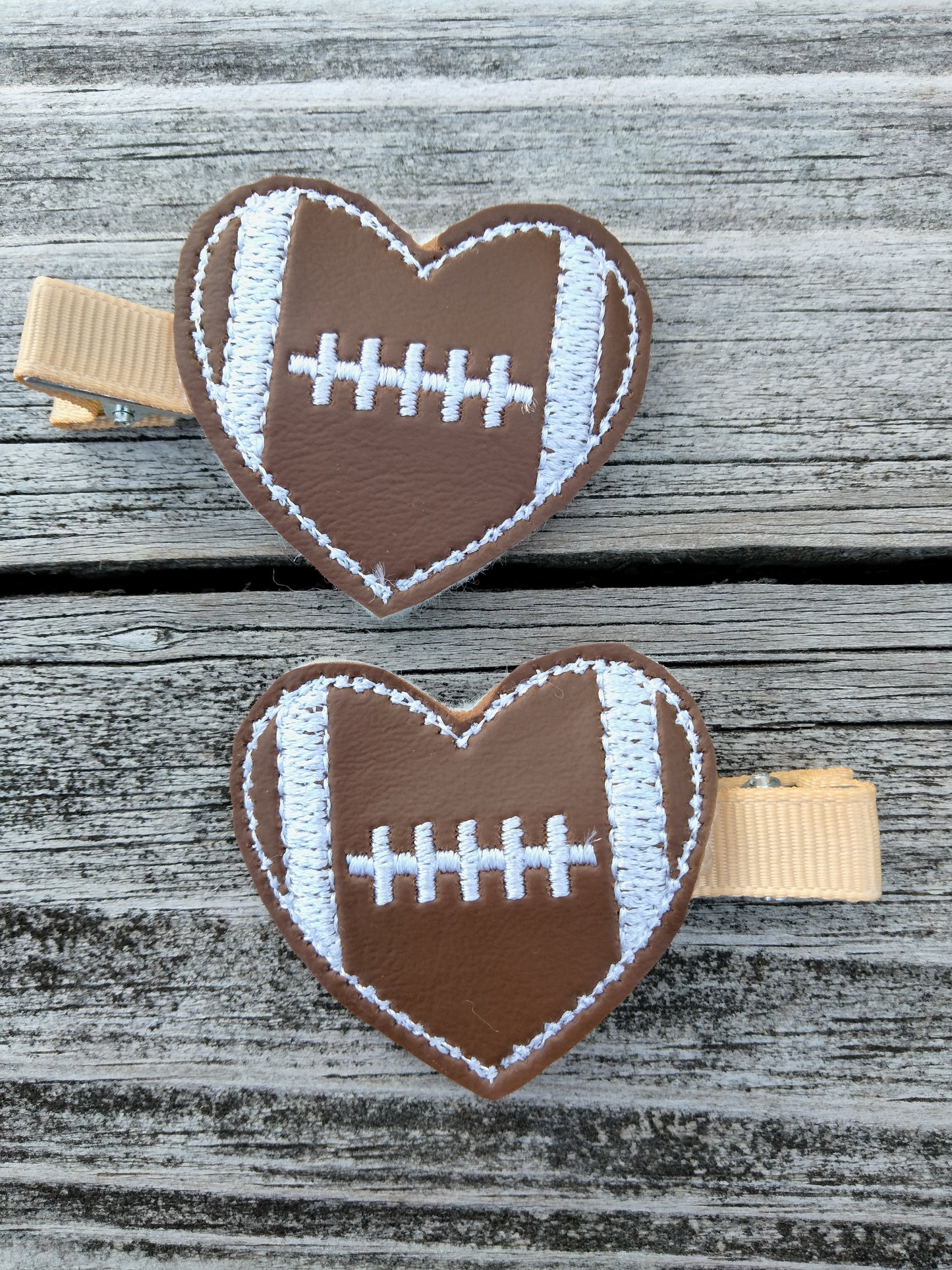 Football Heart hairclips set