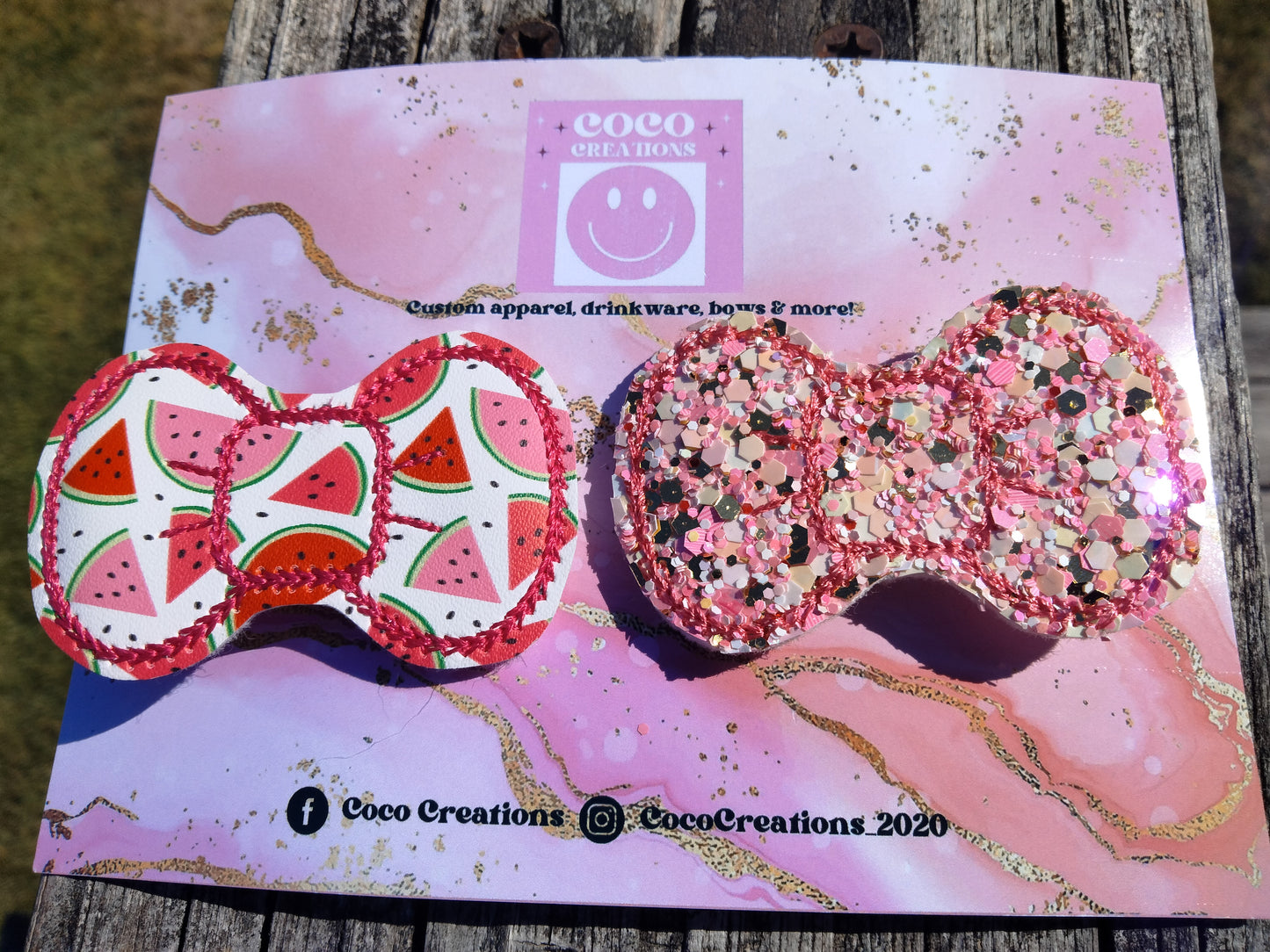 Watermelon and glitter duo hairclips