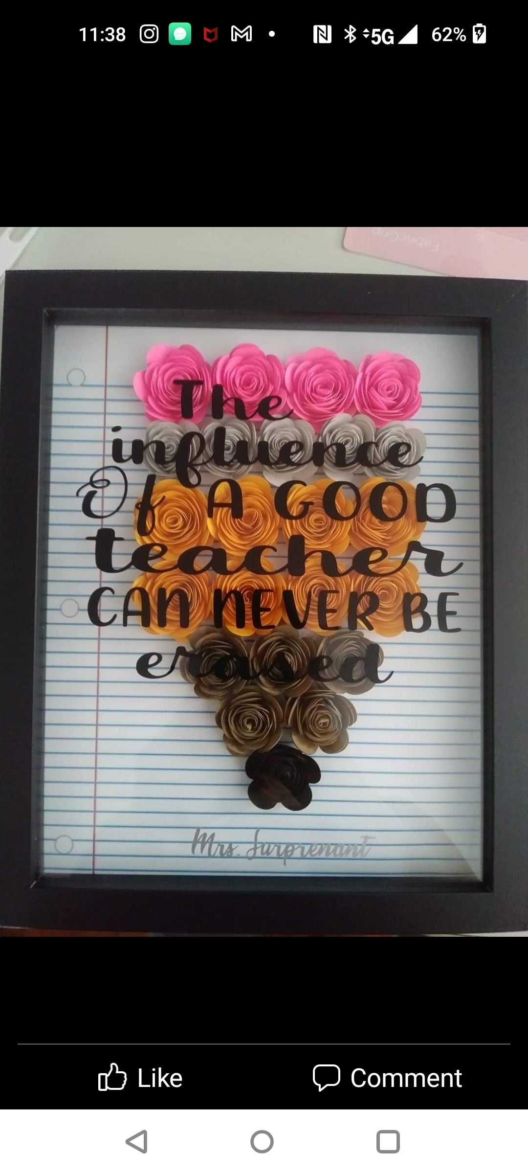 Teacher's pencil shadow box